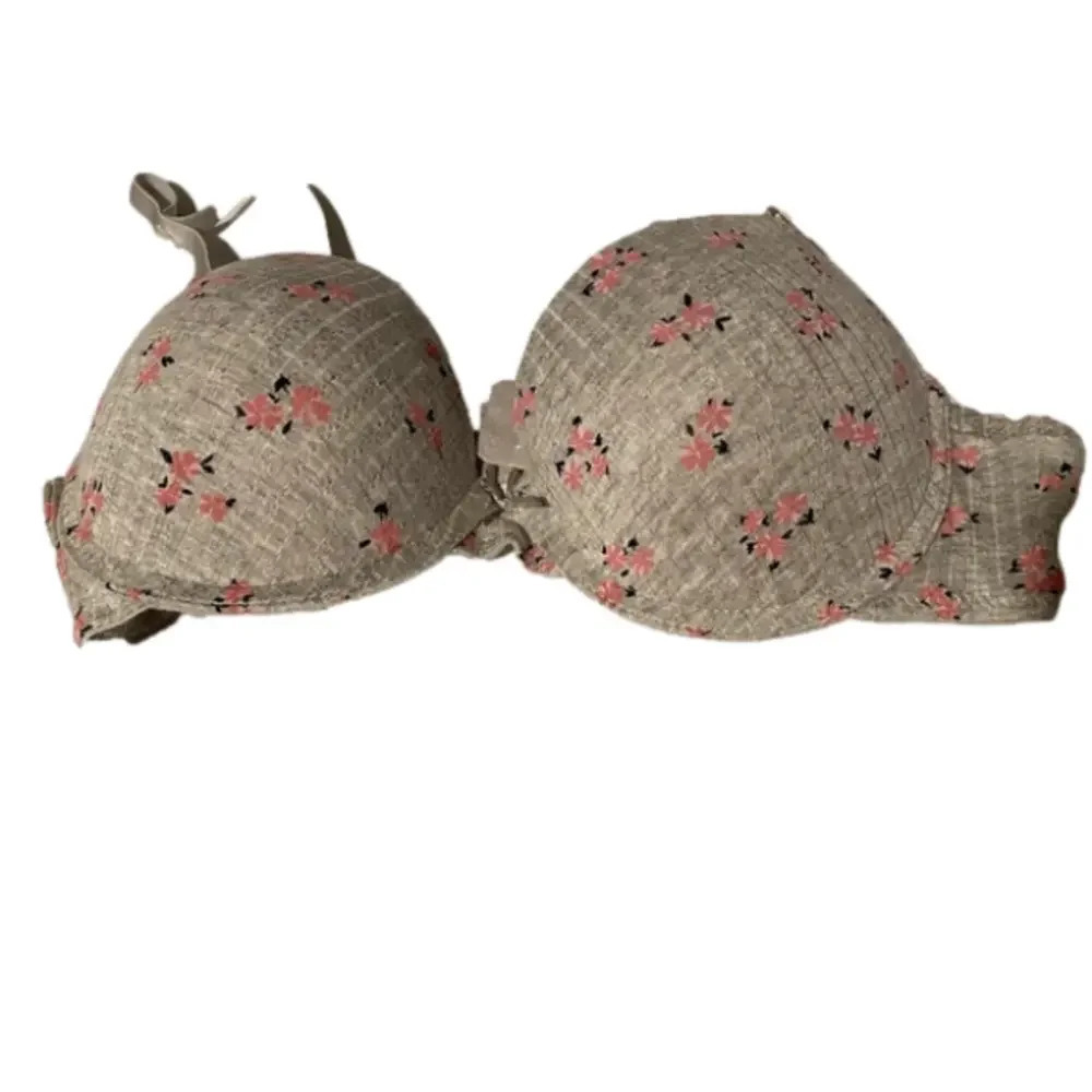 Laura Scott‎ Bra 34C bra gray with pink roses nwt